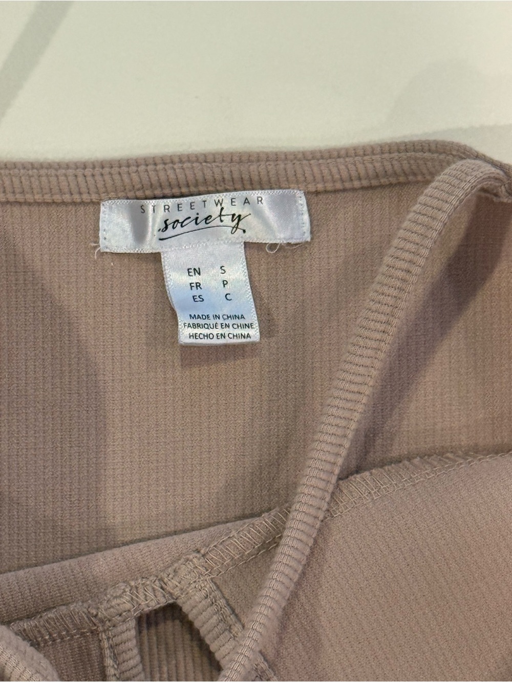 3/$30 / Streetwear Society Ribbed V-Neck Strappy Bodycon Dress - Taupe / Small - Picture 2 of 4